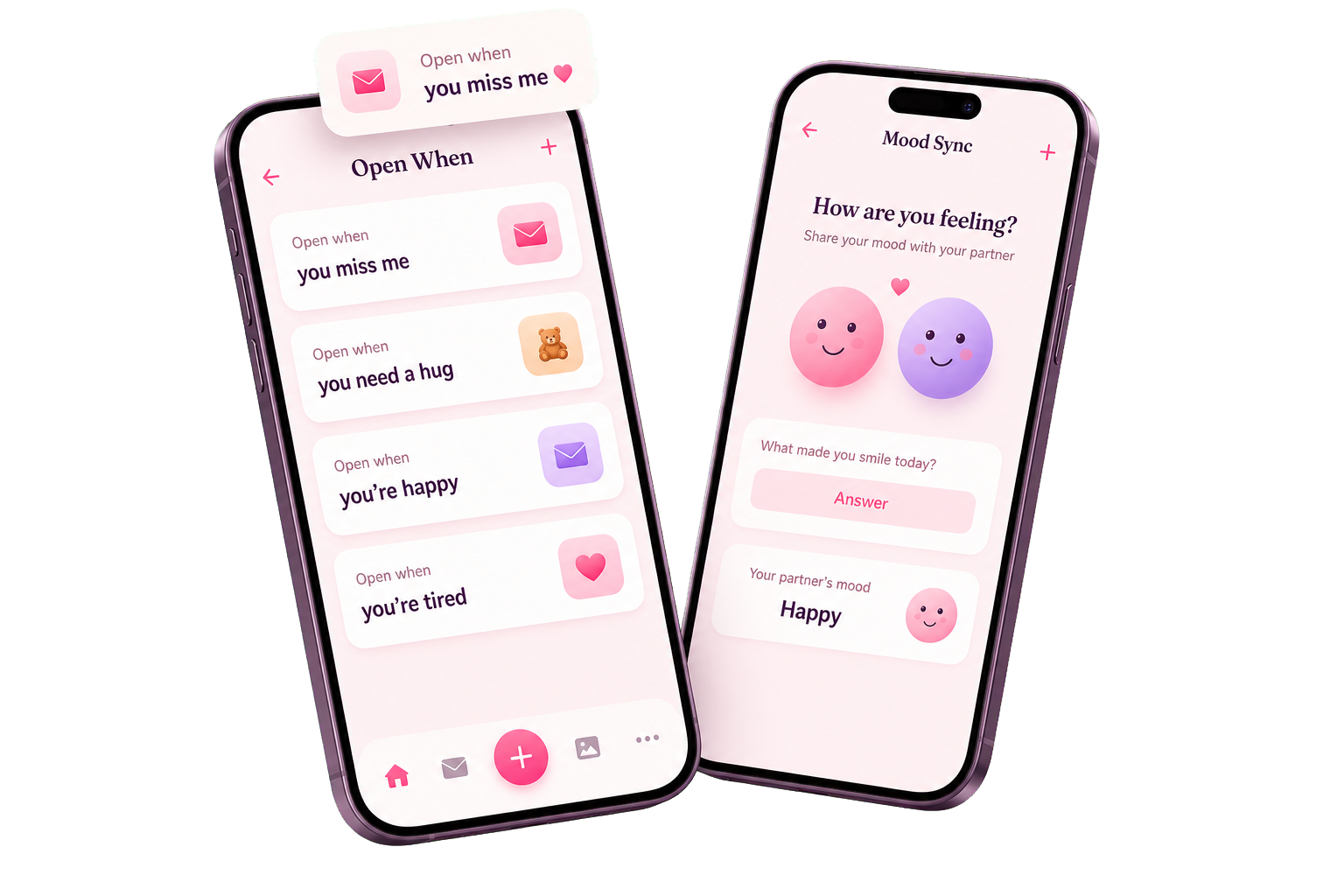 Usly Open When and Mood Sync app screens